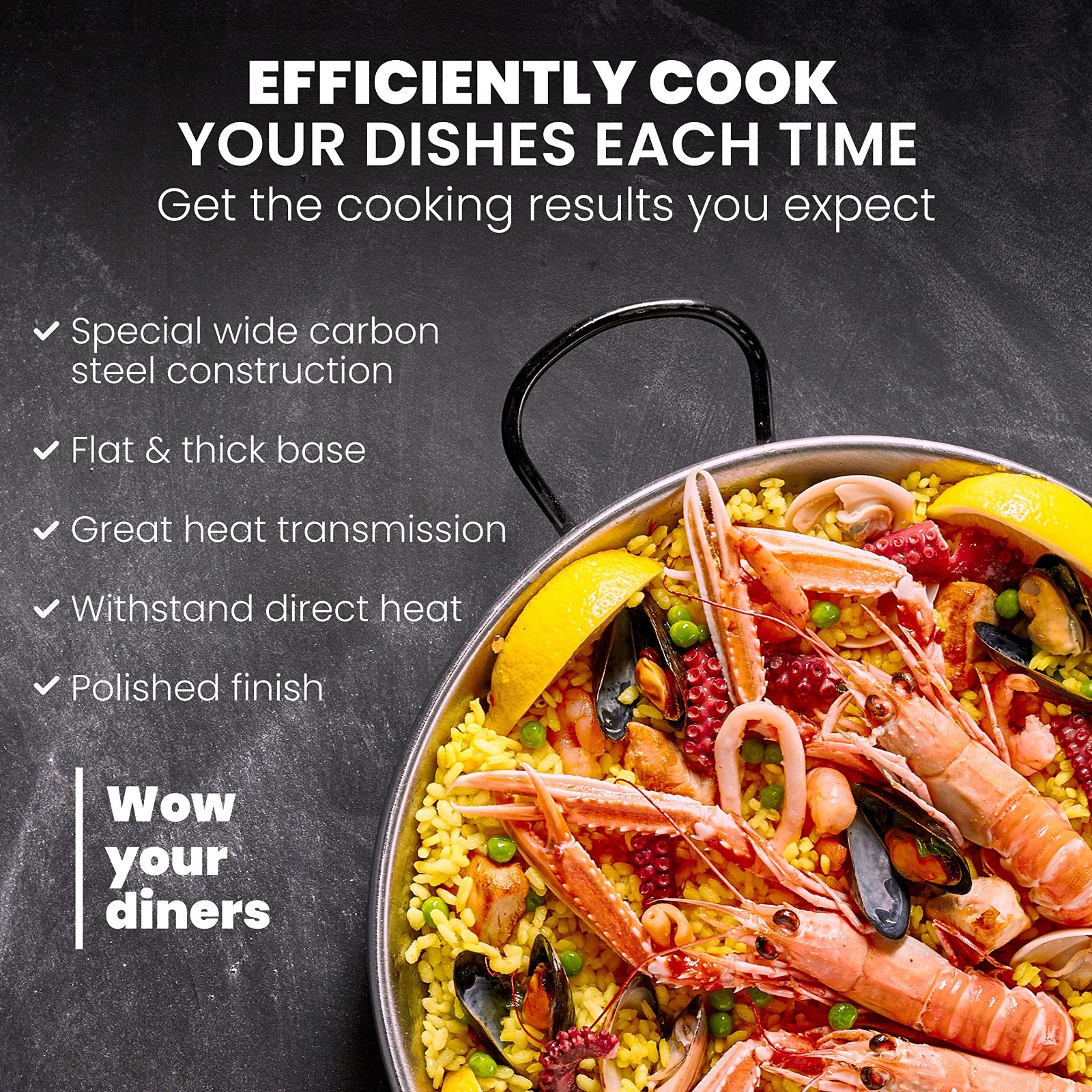 Premium Carbon Steel Skillet | Induction Cookware for Mediterranean Dishes | 15″