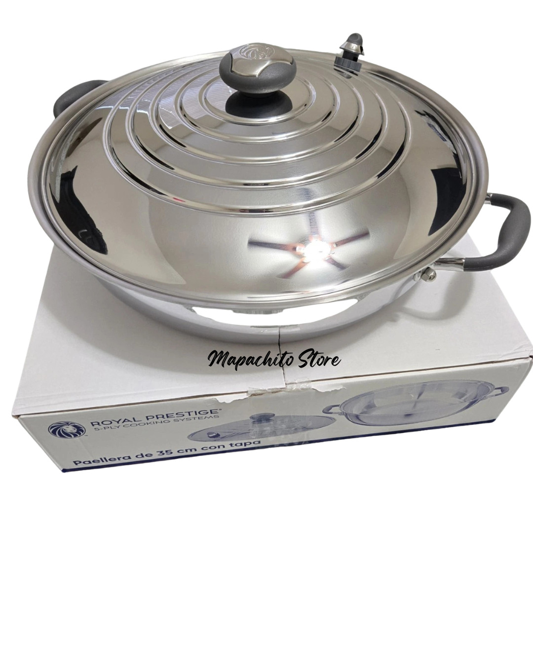 Paella Pan 14” Surgical Stainless Steel – Royal Prestige – Paellera de 35cm