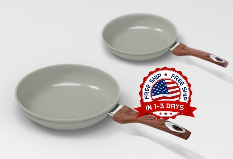 Juego De Sartén Gris Aluminio Antiadherente, 2 Piezas Juego De Cocina, 400°F NEW