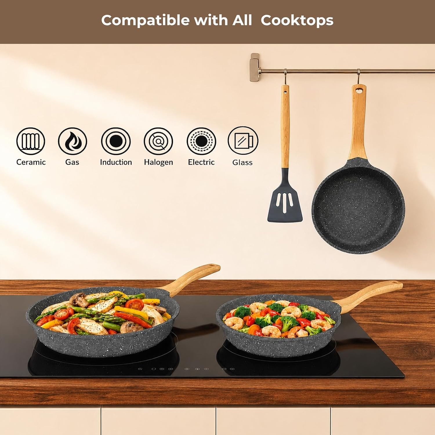 Kitchen Nonstick Cookware 3 Piece Omelette Pan Skillet Set, Nonstick Die-cast…