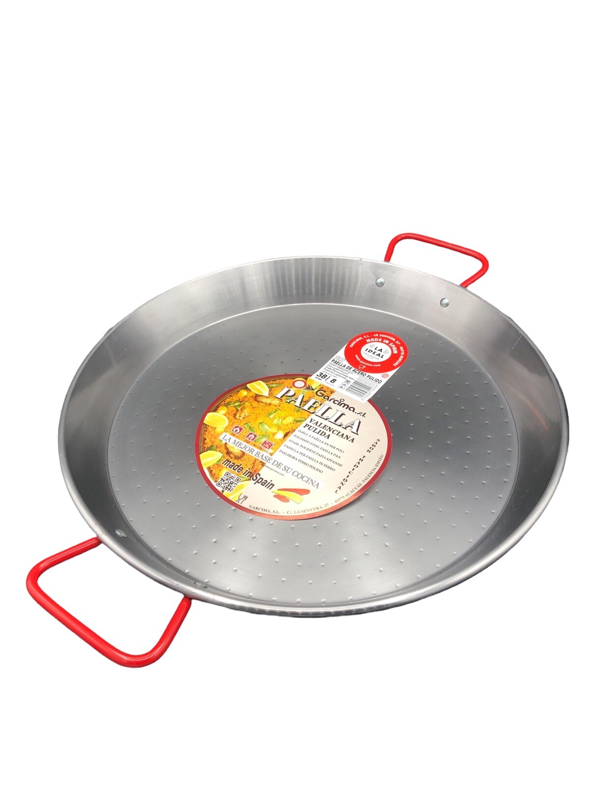 Garcima 15-Inch Carbon Steel Paella Pan, 38cm, Silver Spain