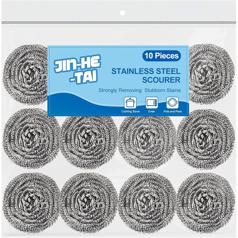 Rust Resistant Stainless Steel Scrubbers Powerful Cleaning Pots Pans New