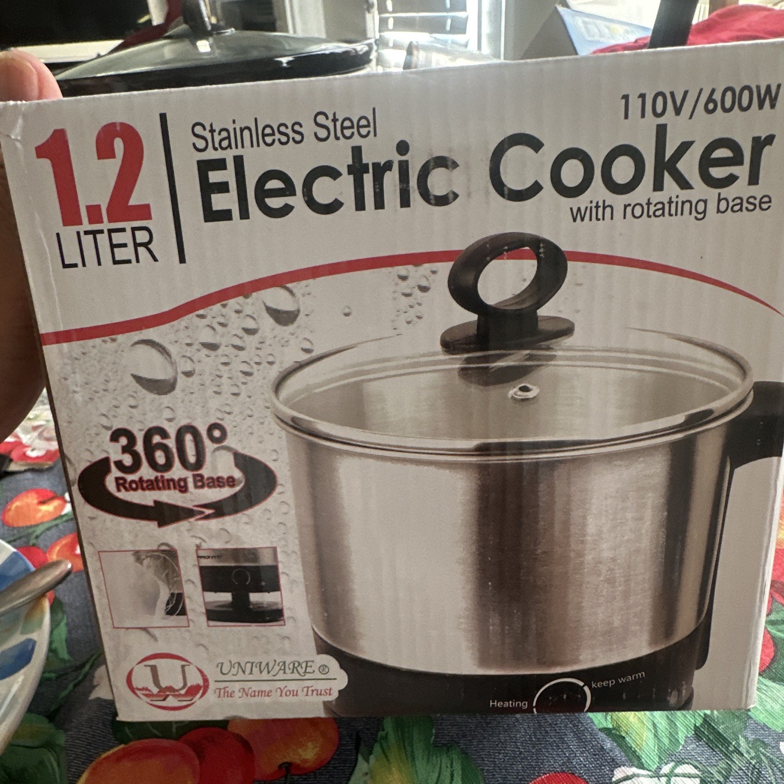 Uniware 1.2L Stainless Steel Electric Cooker 110V 600W Temp Control 70019