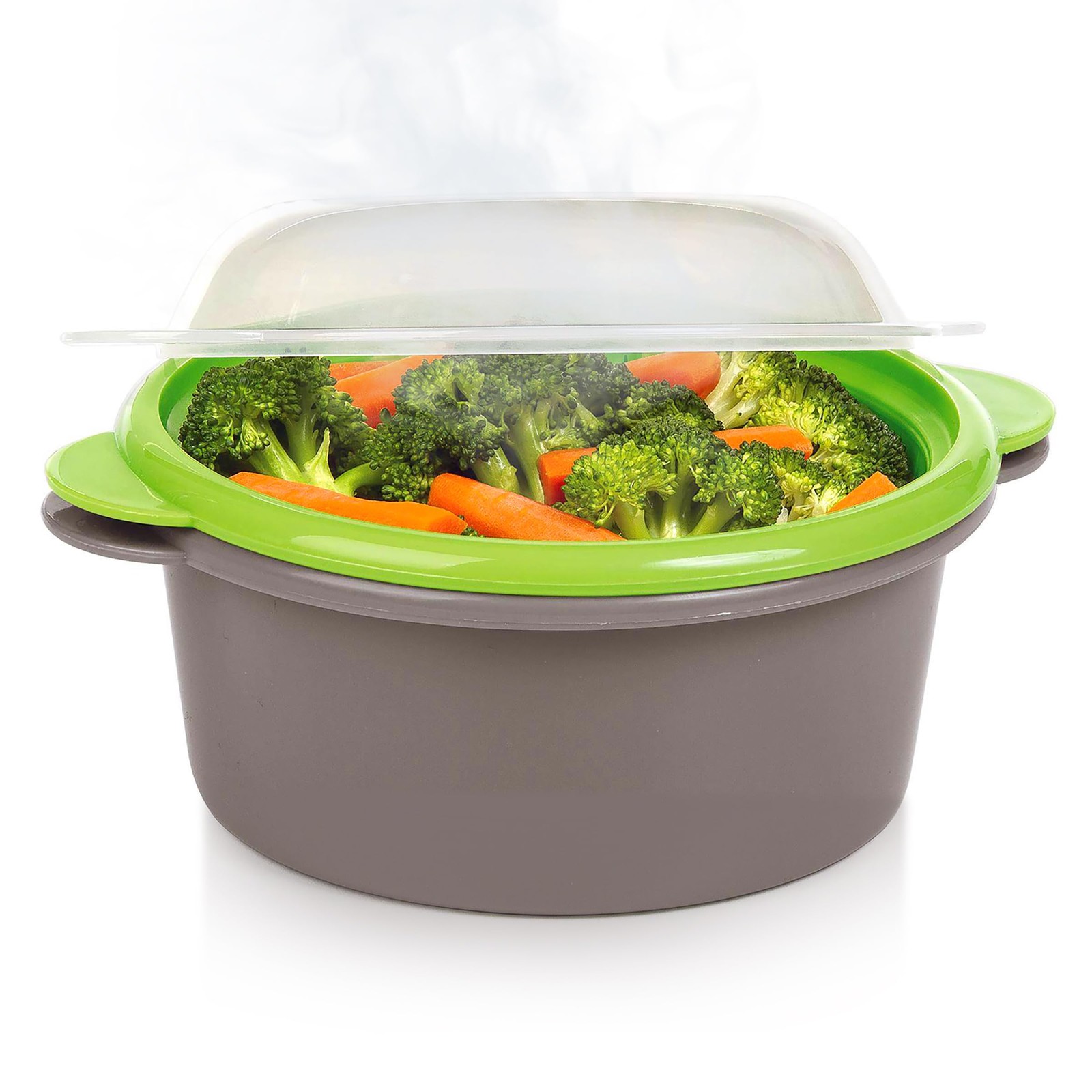 PrepSolutions Mini Microwave Steamer, Gray â€“ Fast and Easy Vegetable &