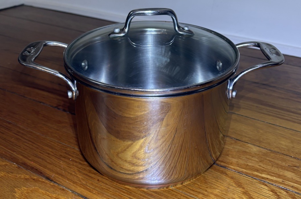 Emeril 3 Qt Quart Saucepan Stock Pot Copper Core Stainless Steel With Glass Lid