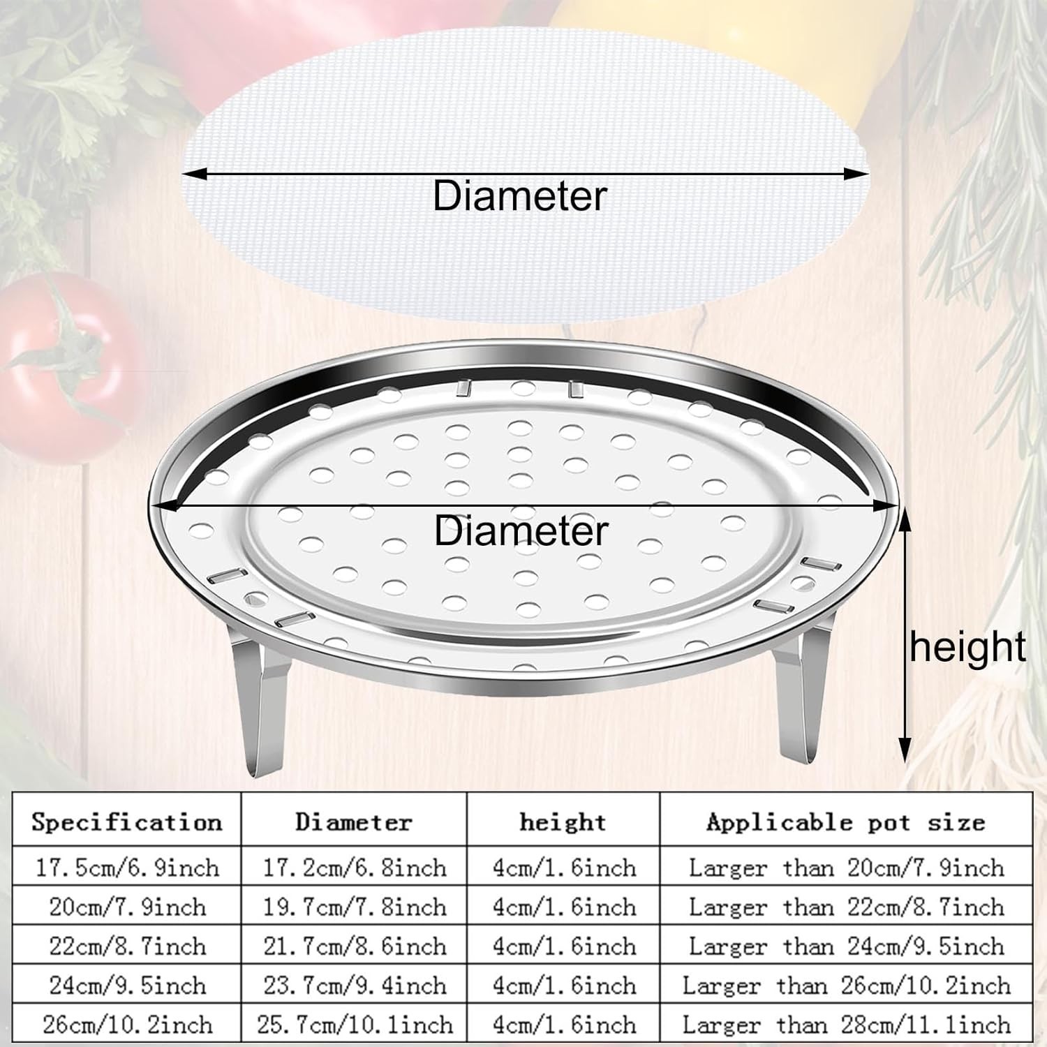 Food Grade Stainless Steel Steamer Rack – Perfect for Vegetables & Dumplings