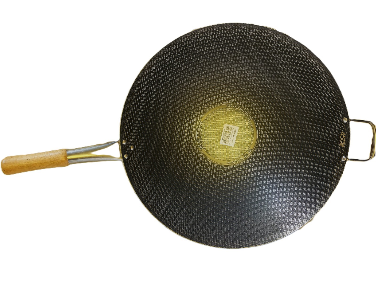 Steinless Steel Wok with Long Handle, 45cm Traditional Chinese Stir Fry Pan