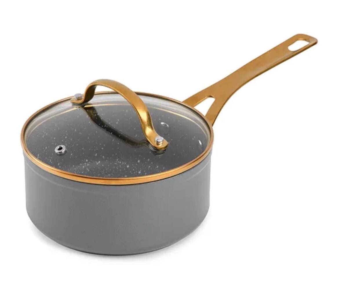 Brooklyn Steel Co. Gray Constellation 1.5-Qt. Nonstick Saucepan with Lid NEW