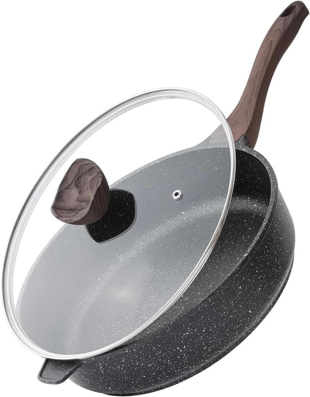 Classic Granite 11-Inch Nonstick Frying Pan with Glass Lid for Healthy Cooking