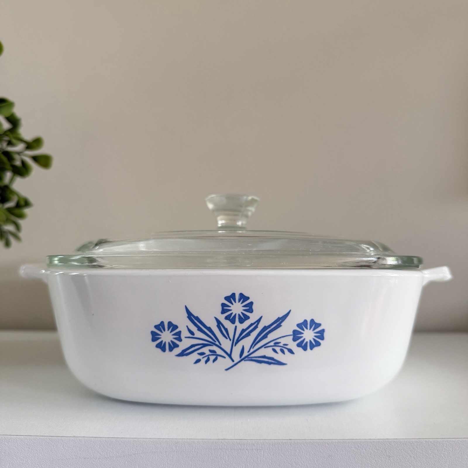 Corning Ware Blue Cornflower 1 Qt Square Casserole Dish P-1-B w/ Glass Lid P-7-C