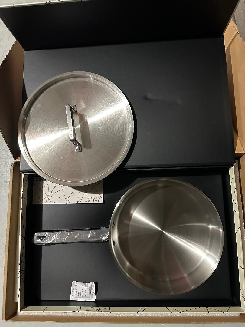 Aava Elements Stainless Steel Sauté Pan with Lid- Gas, Electric, Induction