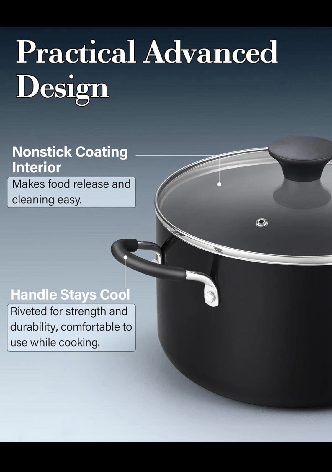 Durable Nonstick Stockpot 6 QT with Stay-Cool Handles – Perfect for Home Chefs