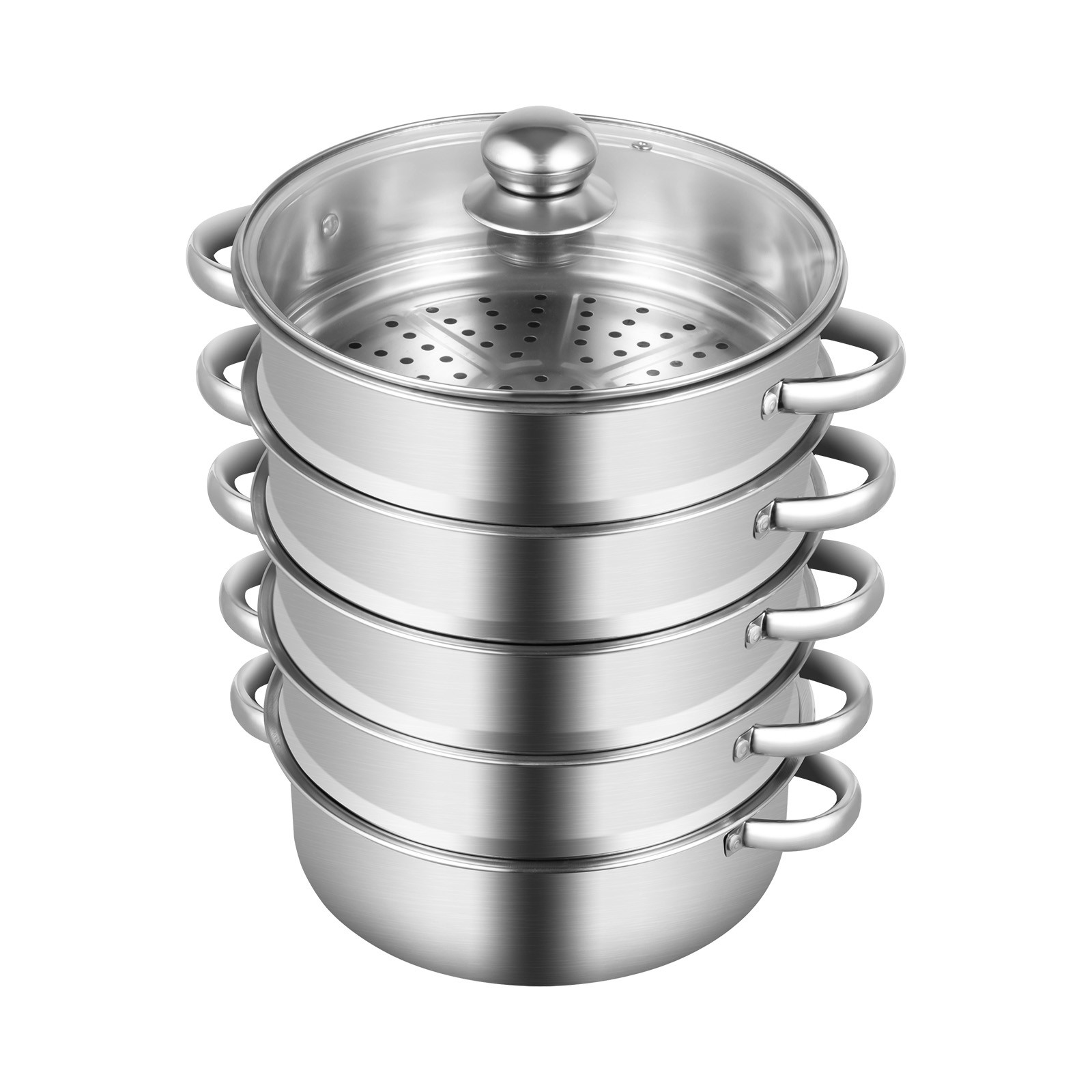 5 Tier Stainless Steel Steamer Cooker Steam Pot Kitchen Food Cooking + Glass lid