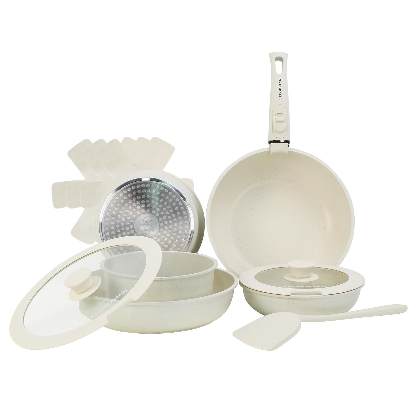 Lecooking 11 Pcs Pots And Pans Set Cookware Set Removable Handles Dishwasher