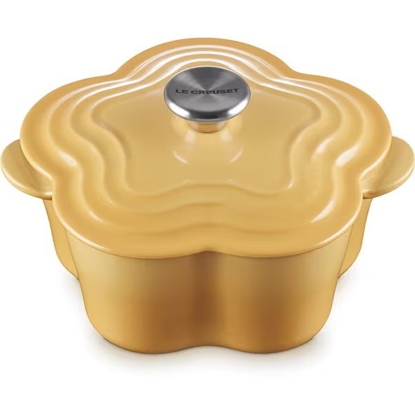 Le Creuset Cocotte Fleur Flower Quince Yellow 20cm Black Matte Silver Knob Japan