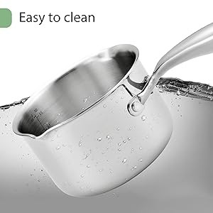 2.0 Quart Stainless Steel Pot Saucepan with Glass Strainer Lid, Sauce Pot with