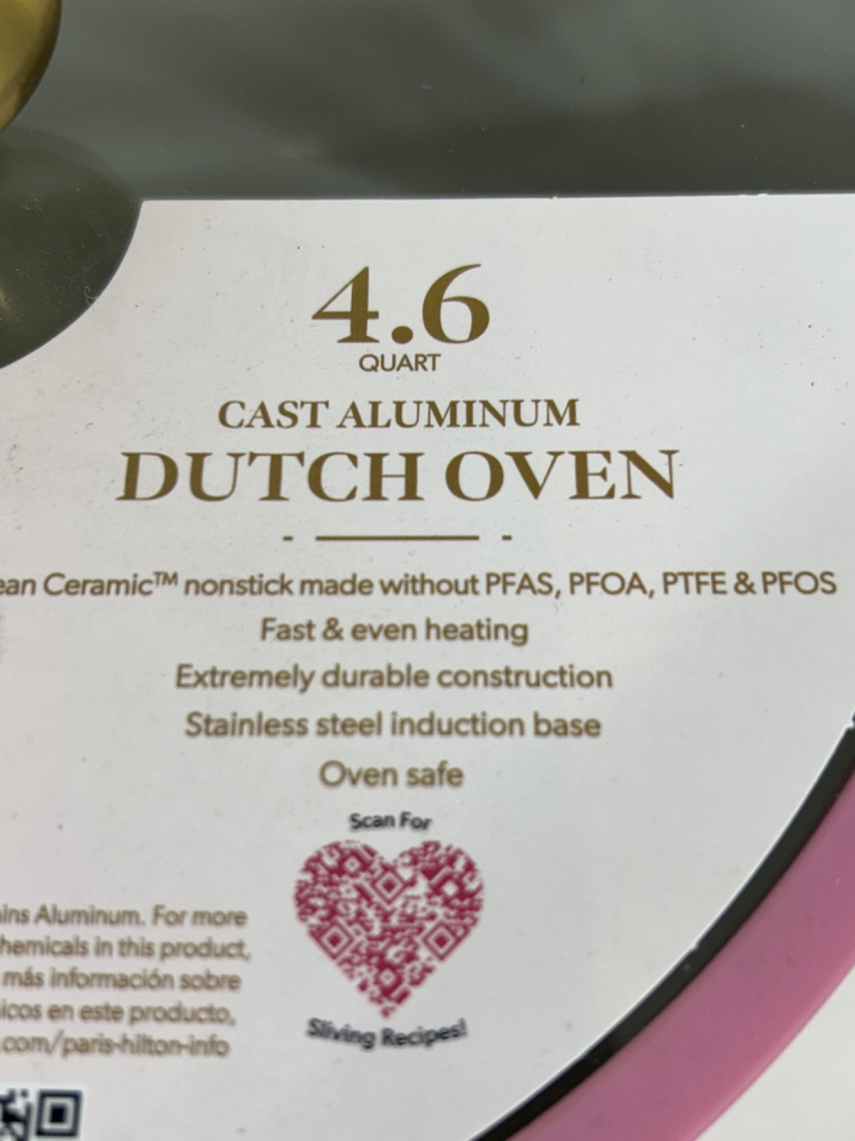 NEW Paris Hilton 4.6 Quart Cast Aluminum Dutch Oven Pink Quilted Kitchen B59