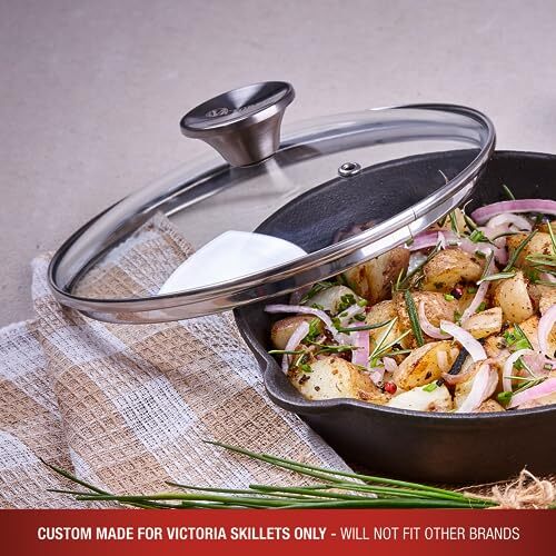 Round 8-Inch Glass Lid for Cast Iron Skillet or Pan Custom Made for Only Bran…