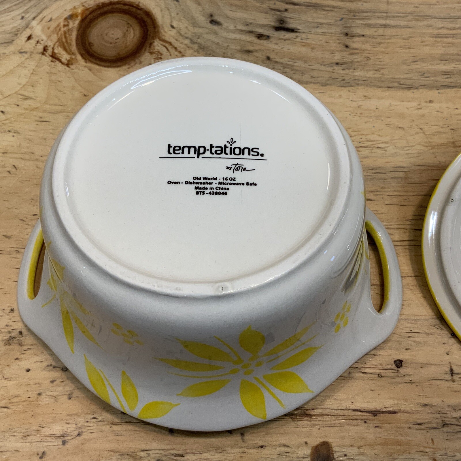 Temptations Old World Yellow Floral 16oz Mini Casserole Crock w/ Lid