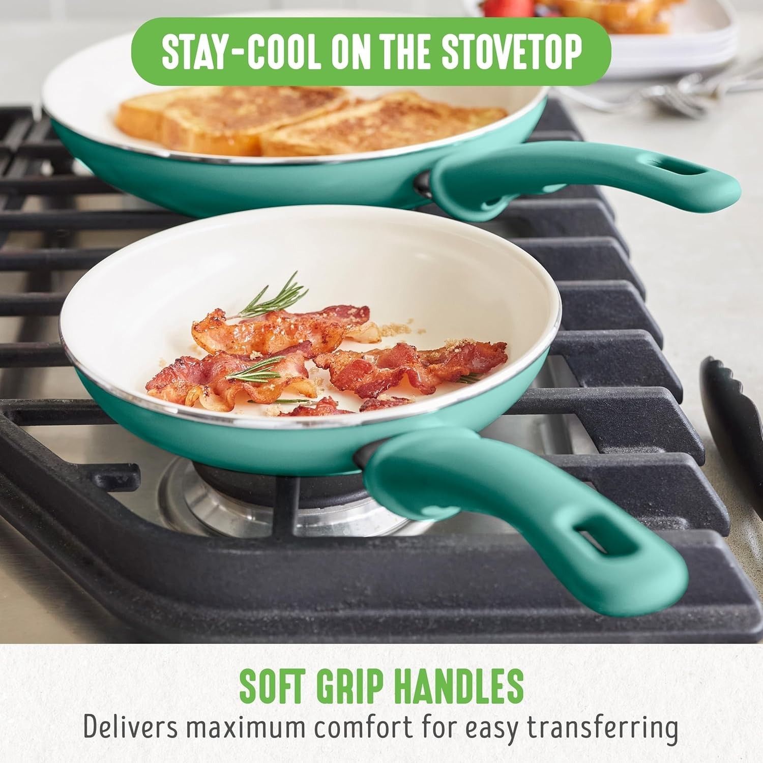 Professional Quality Non-Toxic Frying Pans Set – 7″ & 10″ with Stay-Cool Handles