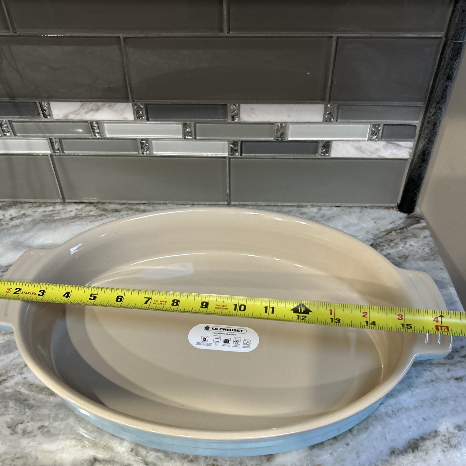 Le Creuset 36 cm Oval Sky Blue Large Casserole Baking Dish New Holiday 16”