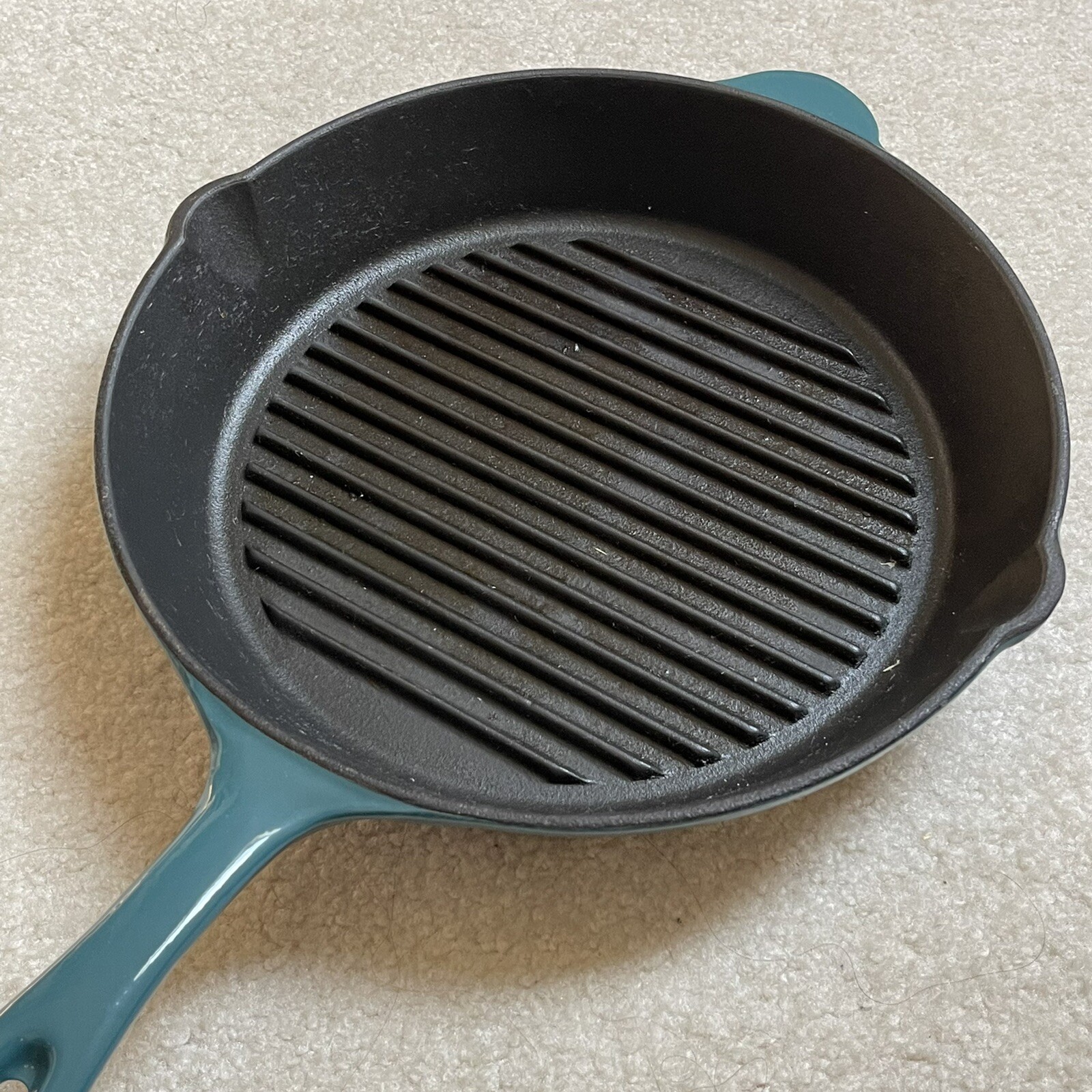 Technique, Grill Pan 10.5 Inches, Turquoise/Teal, Cast Iron Enameled
