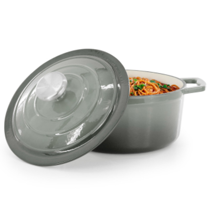 Megachef 2.7 Quart Round Enameled Cast Iron Casserole In Gradient Gray