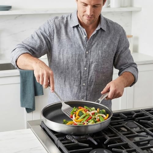10 Inch Hybrid Nonstick Frying Pan with Lid, Tri-ply 10 Inch with Lid