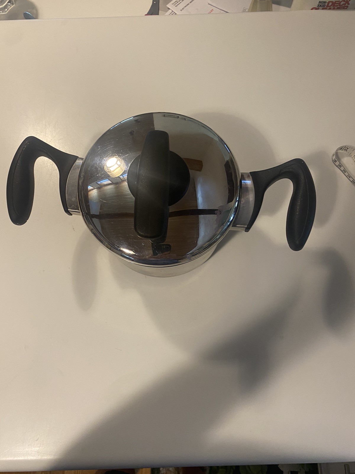 Soltam 18/10 Stainless Steel 2 Piece Pot With Lid Unique Handles Made In Israel