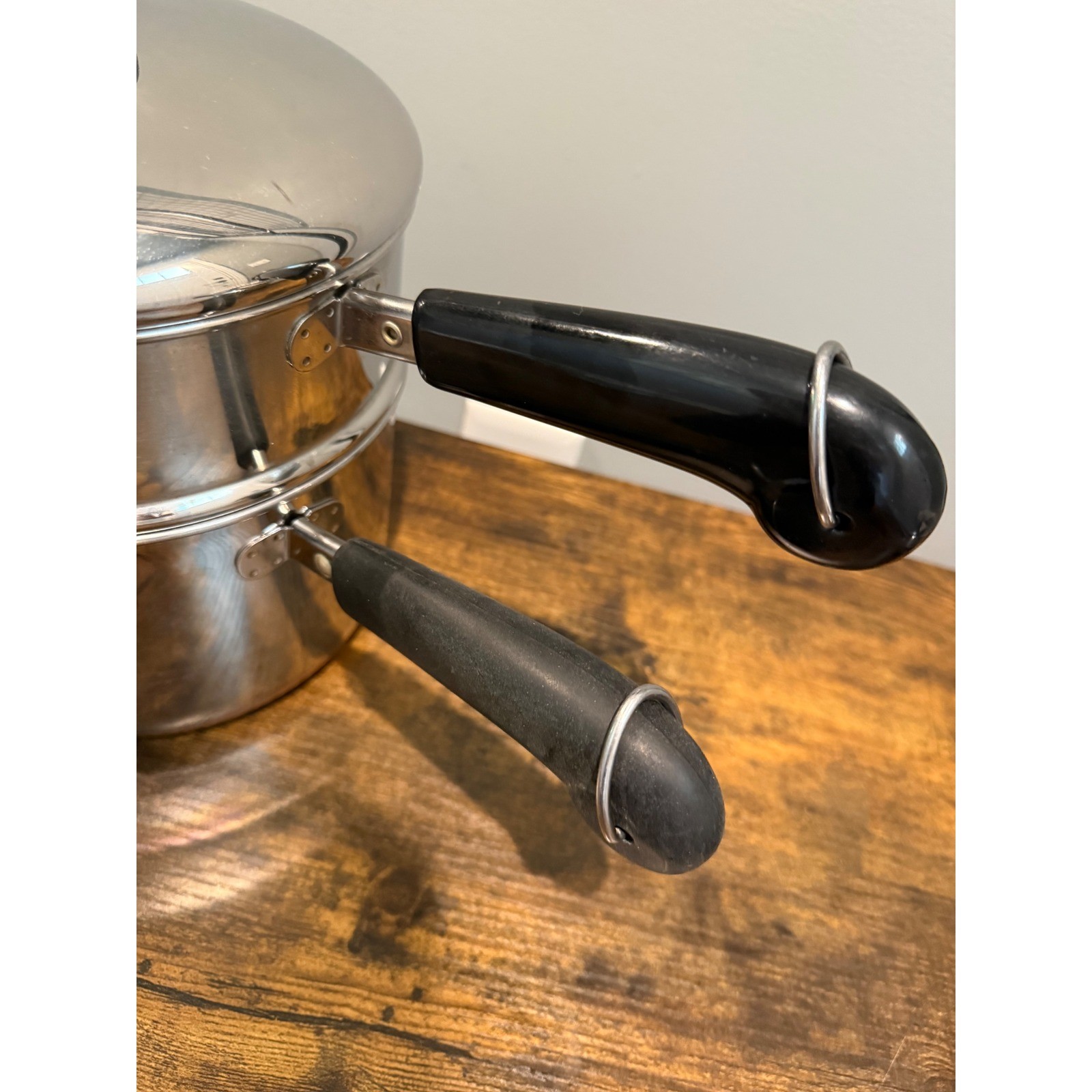 Revere Ware Copper Bottom 2Qt 3Qt Saucepan Set with Steamer Insert 5pc USA