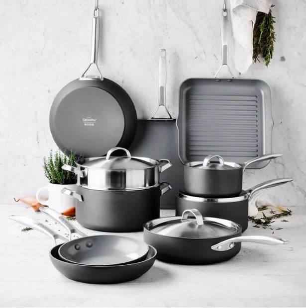 GreenPan Paris Pro 14 Piece Hard Anodized Ceramic Nonstick Cookware Set -1481871