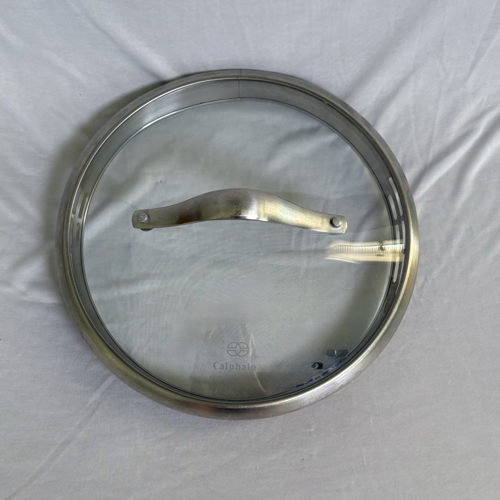 Calphalon Straining Lid 8.5 Inches Strain and Pour Stainless Steel and Glass