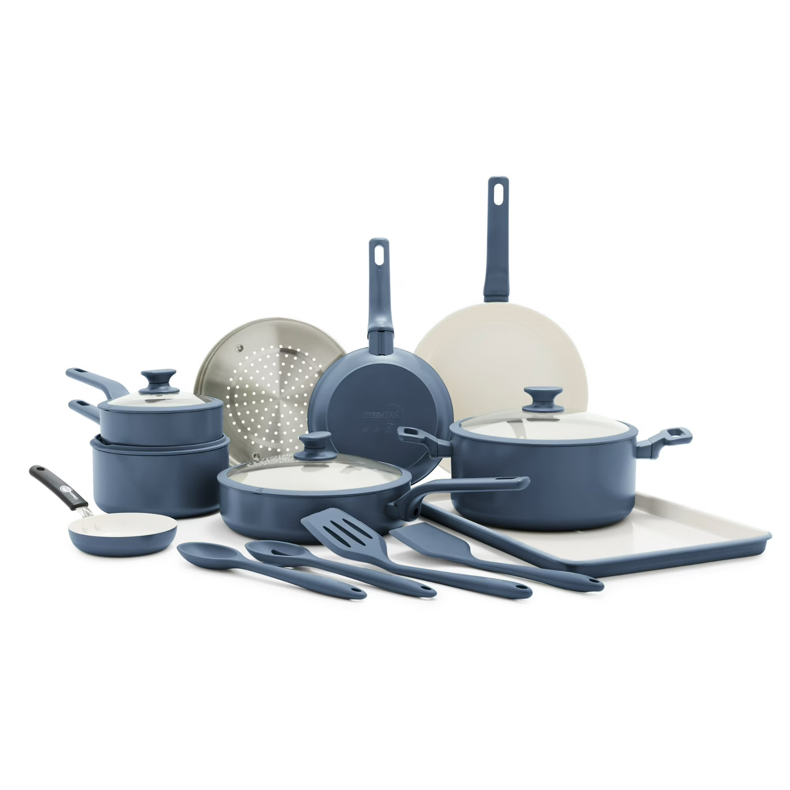GreenPan Essence 17 Piece Cookware Set Non-Toxic Ceramic Nonstick Pots & Pan NEW