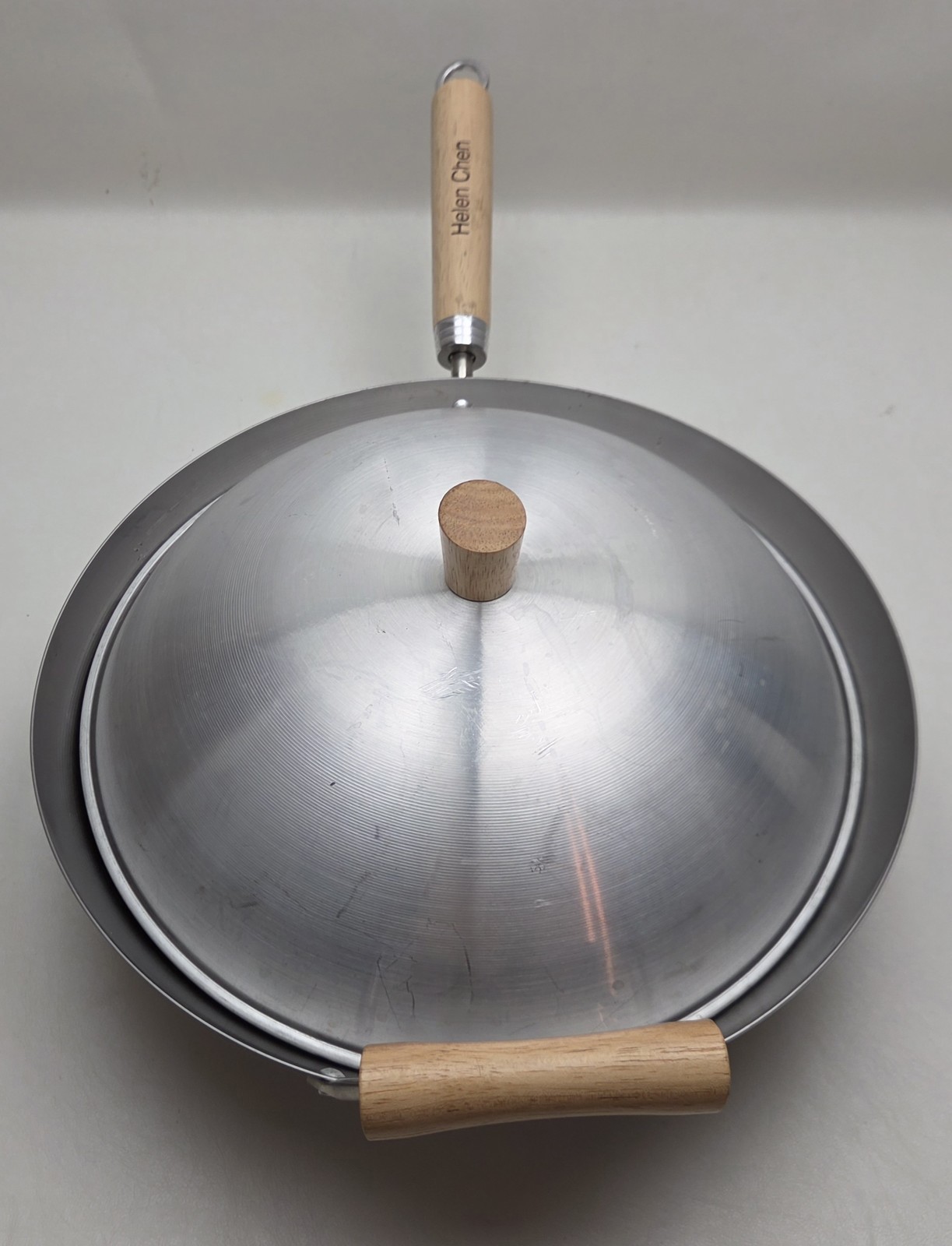 Helen Chen Wok Flat Bottom Carbon Steel Asian Kitchen With Lid 14″