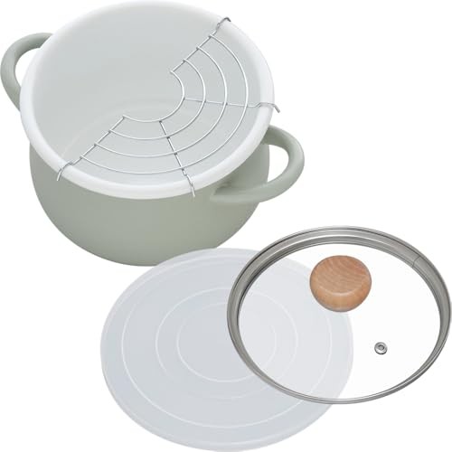 Wahei Freiz Enamel Cooking Pot 20cm Green Induction Compatible Gas Compatible