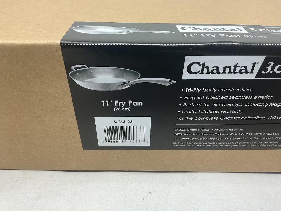 Chantal 3.Clad Tri-Ply 11 inch Stainless Steel Fry Pan, Polished Stainless Steel