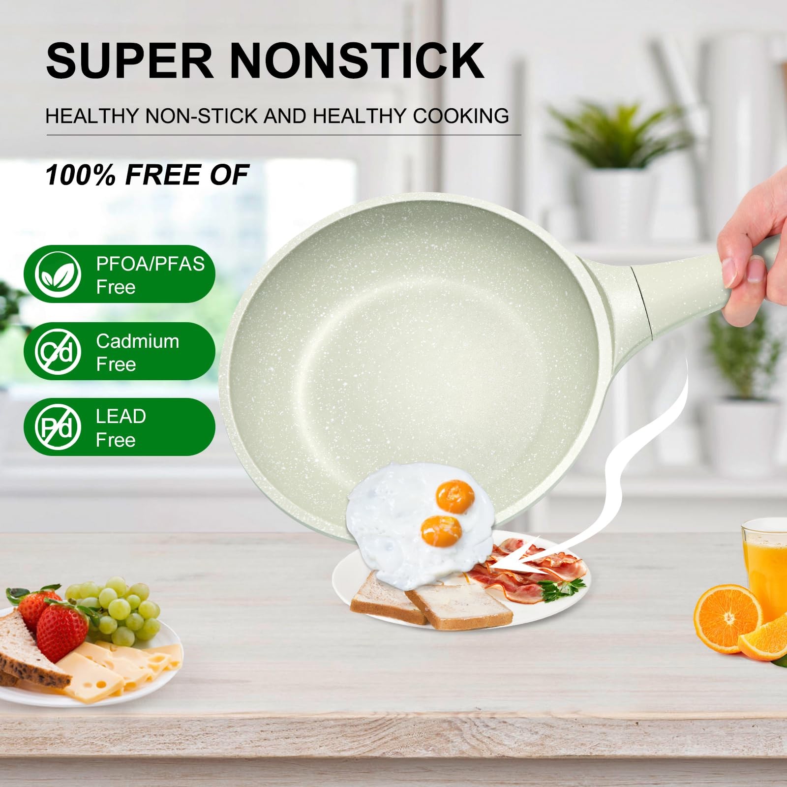 8″ Nonstick Frying Pan w/ Lid Omelette Egg Skillet PFOA Free All Stovetop