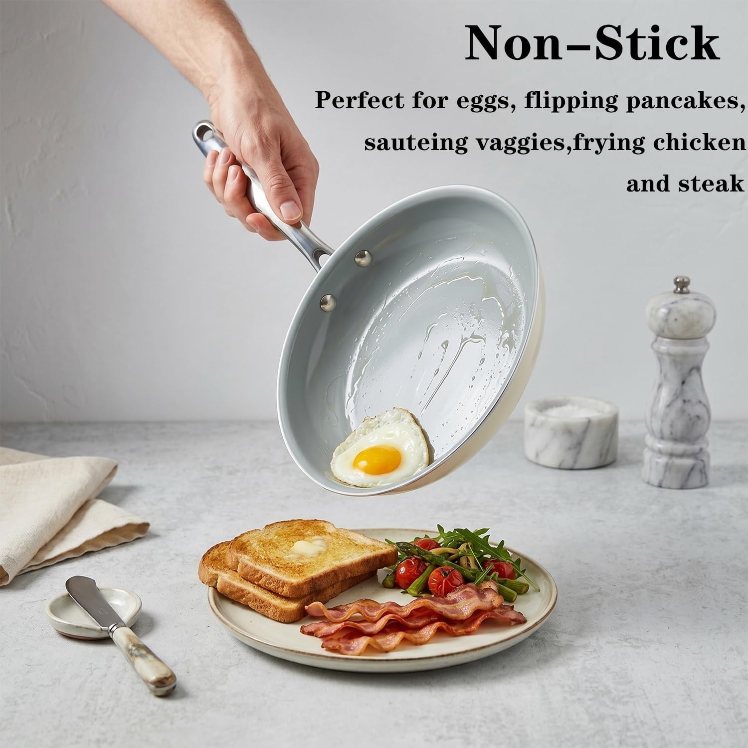 8In Nonstick Ceramic Frying Pan Compatible With Induction Gas Electric 1.5L