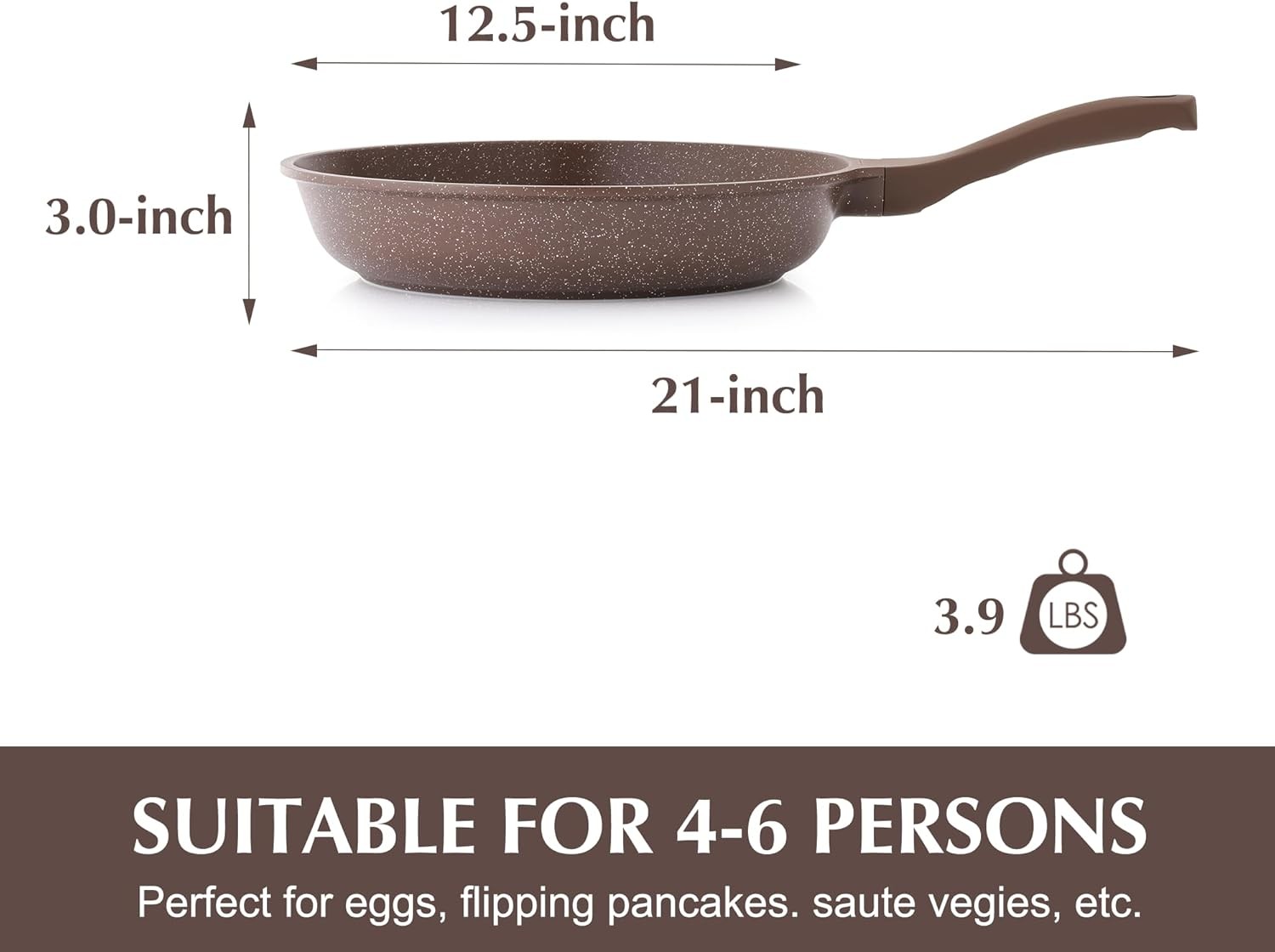 12.5″ Nonstick Frying Pan Skillet,Omelette Pan,Healthy Stone Cookware Chef’S Pan