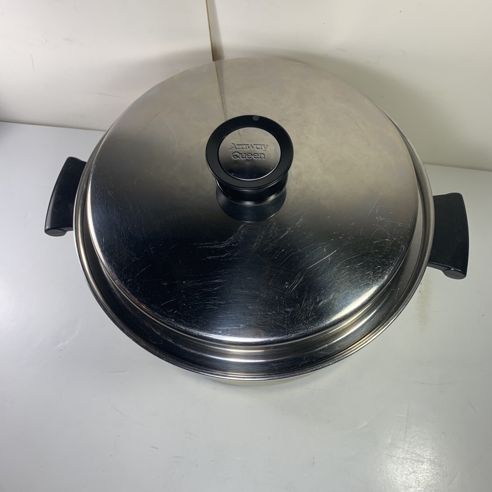 VTG AMWAY QUEEN 6 QUART STOCKPOT 18/8 STAINLESS STEEL MULTI PLY USA W/ Lid 10.5”