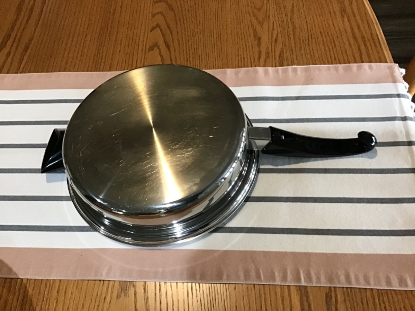 Vtg Seal-O-Matic Thermium Multi-Plex 11” Steel Skillet W/Dome Lid & Egg Poacher