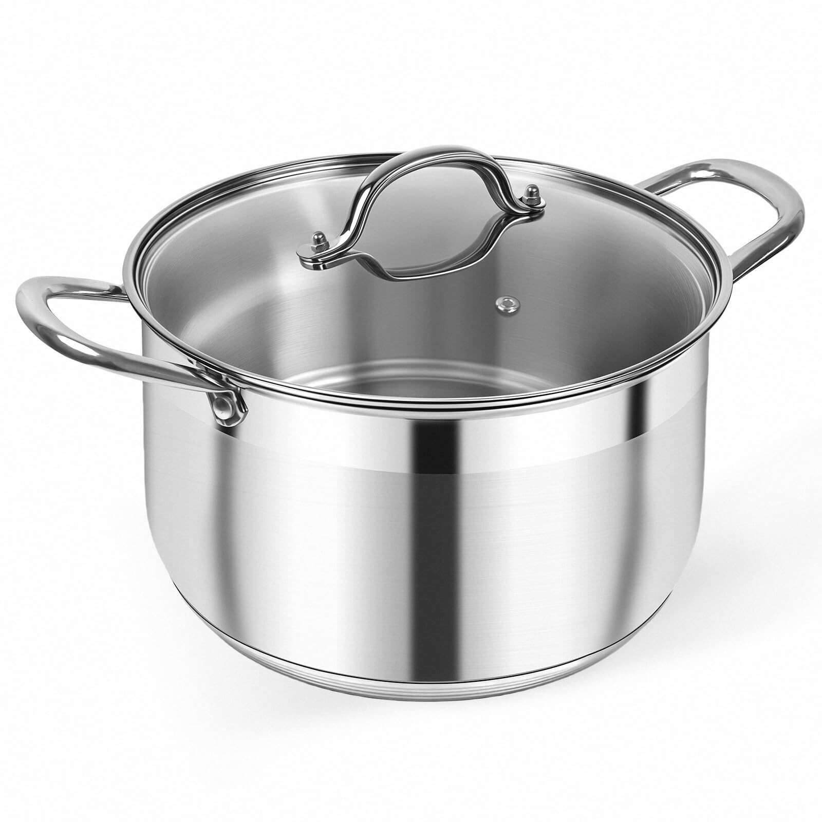 Stainless Steel 8 Quart Stock Pot with Visible Lid for Various Cooking Needs