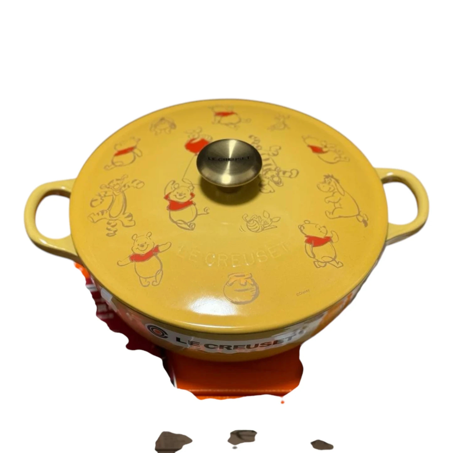 Le Creuset Winnie the Pooh 22cm Marmite Quince Yellow Light Gold Knob Used