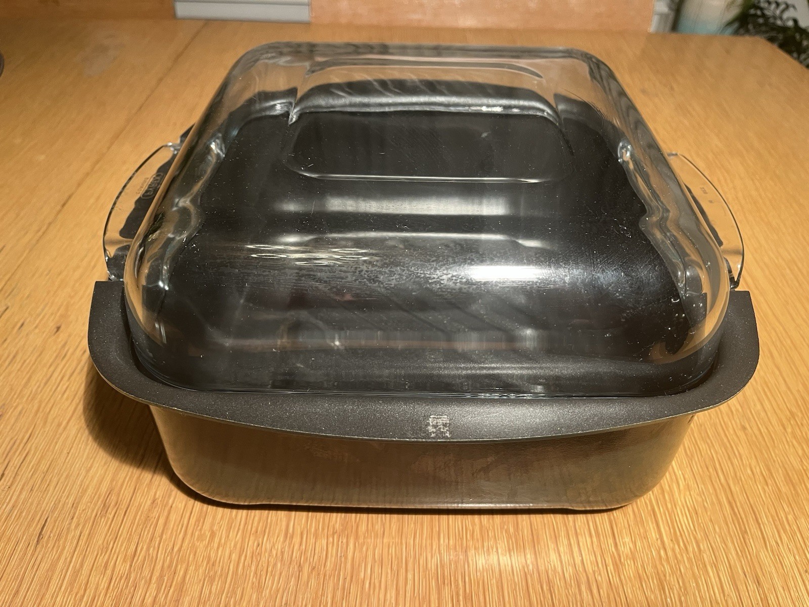 T-FAL 9 3/4” X 9 3/4” Non-stick Roaster Pan With Glass Pyrex Lid Vintage