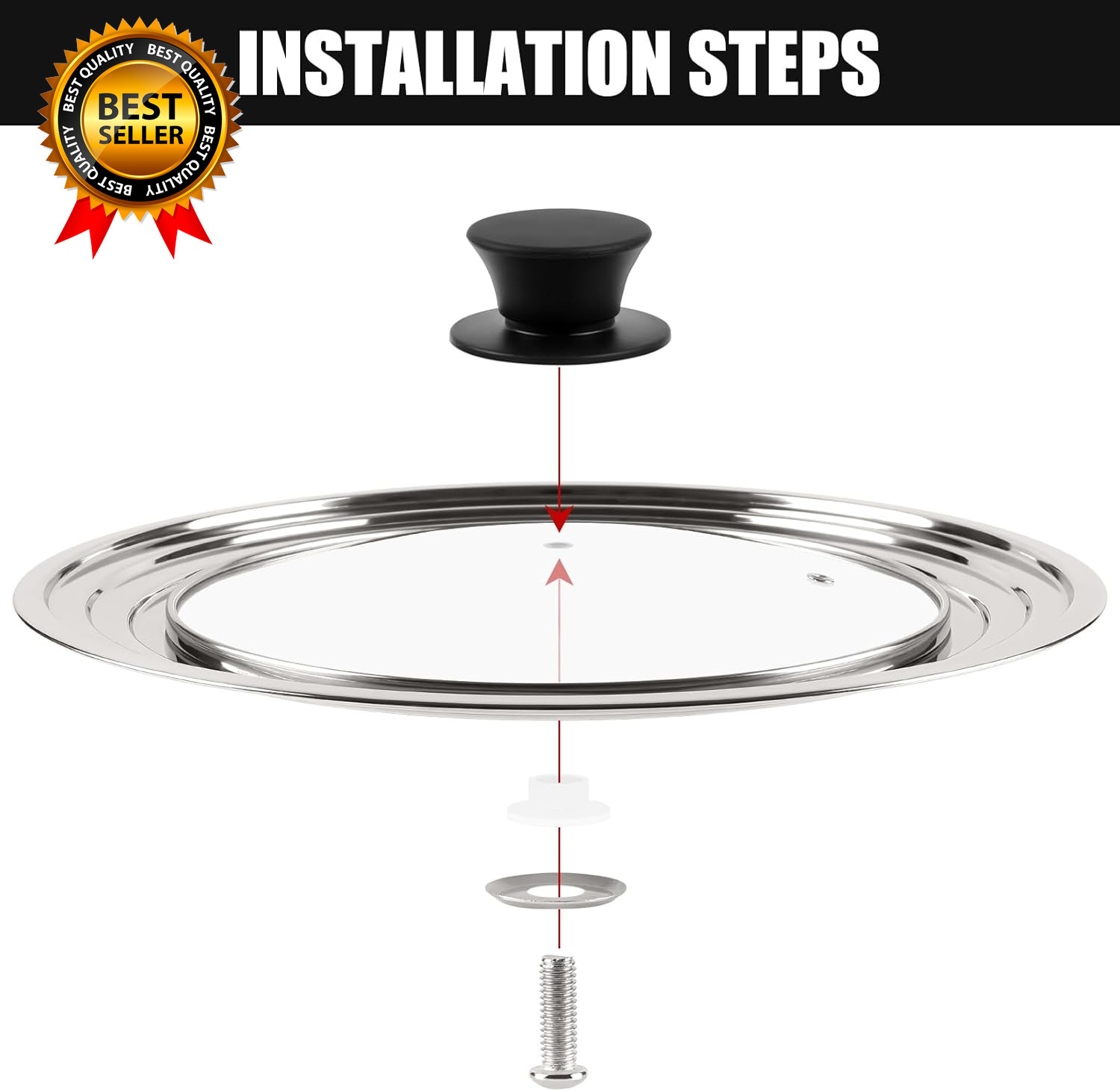 Pan Lid Fits 11 12 & 13 Inch Cookware, Universal Lid for Pots, Pans and Skillets