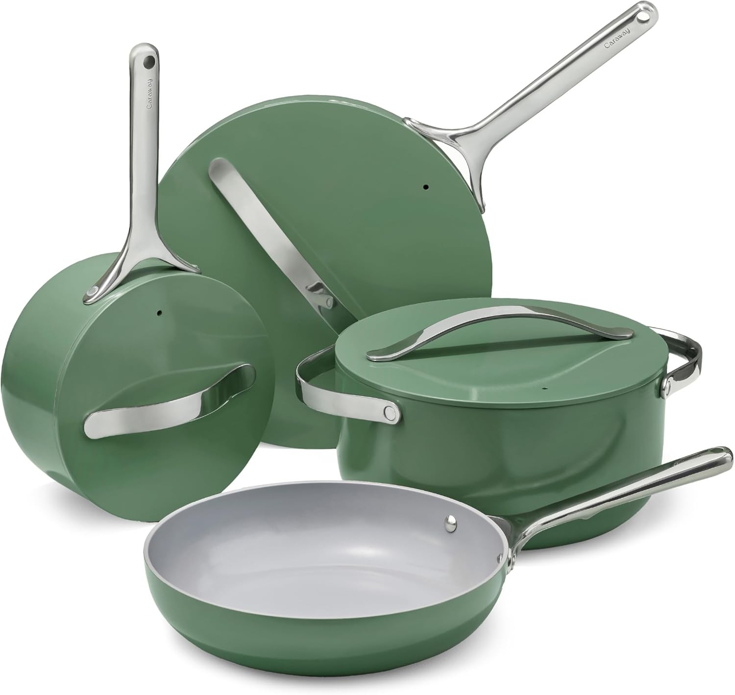 Caraway Non-stick Ceramic Cookware Set (12 Piece) Pots, Pans, Lids and Kitchen S