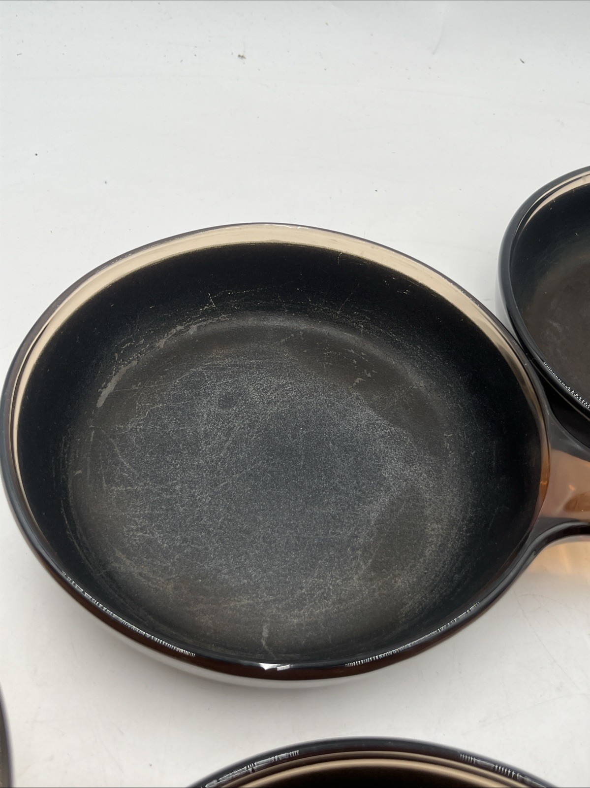 Visions 6 Piece Set Nonstick Bottoms Amber 1L Saucepan W/ Lid & Four 7” Skillets