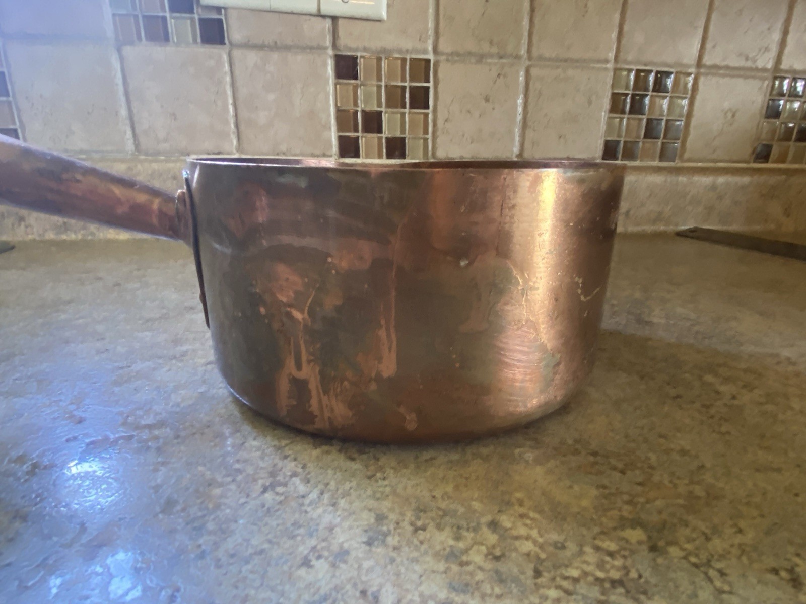 FRENCH COPPER 1.75 Qt. HOLLOW HANDLE SUGAR POT w/ SPOUT