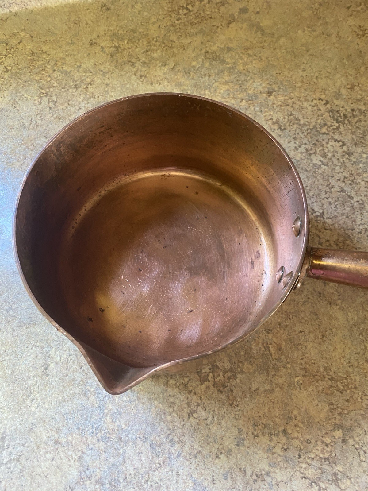 FRENCH COPPER 1.75 Qt. HOLLOW HANDLE SUGAR POT w/ SPOUT