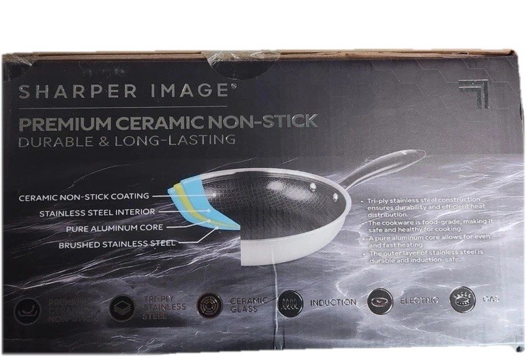 Sharper image Premium Cookware set 10pc ceramic non stick Tri-ply Stainless New